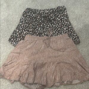 Set of 2 URBAN Romantics Black and White Skater Mini Skirt with Tie Front
